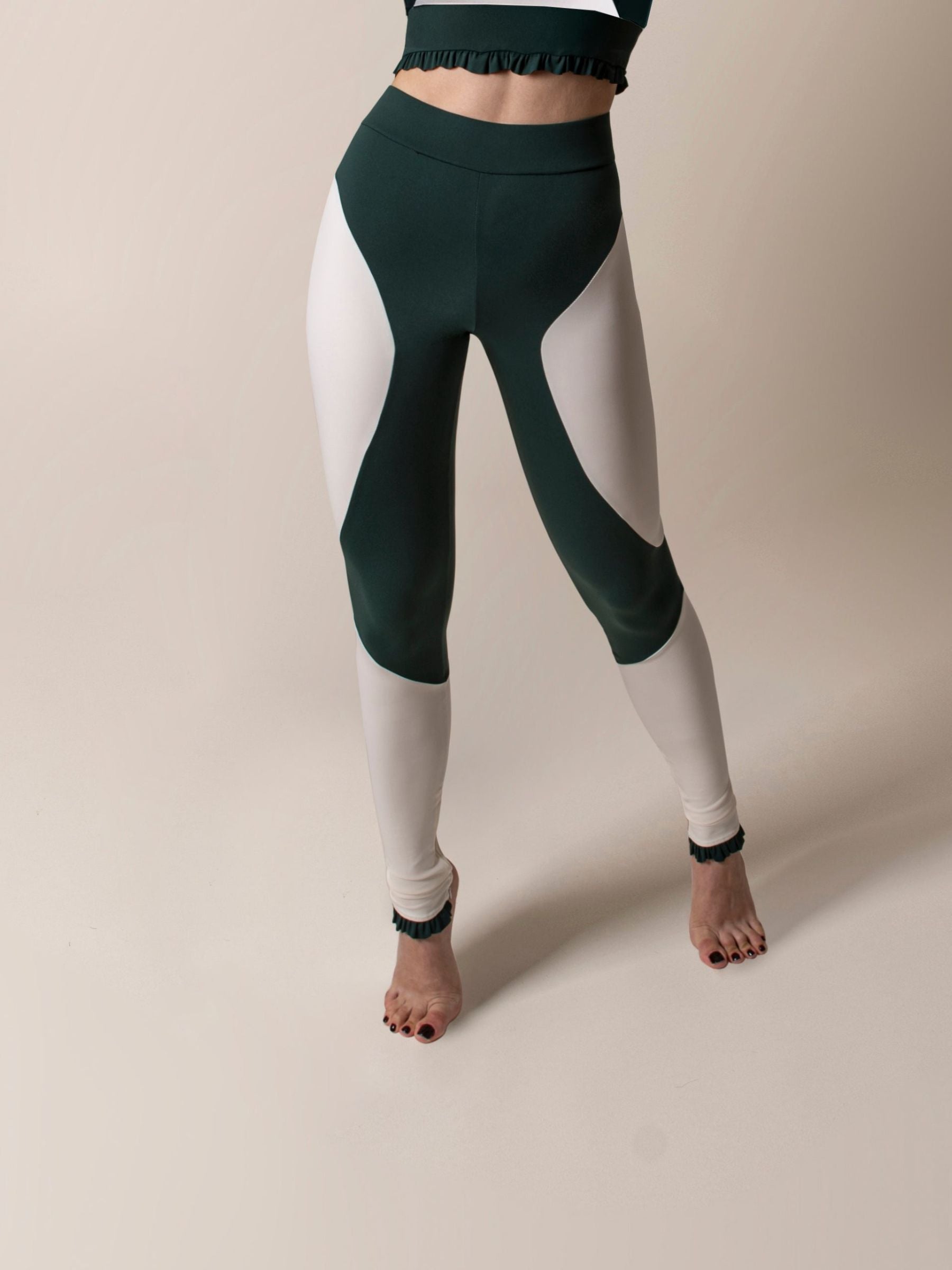 GARANCE Leggings Vintage green, white