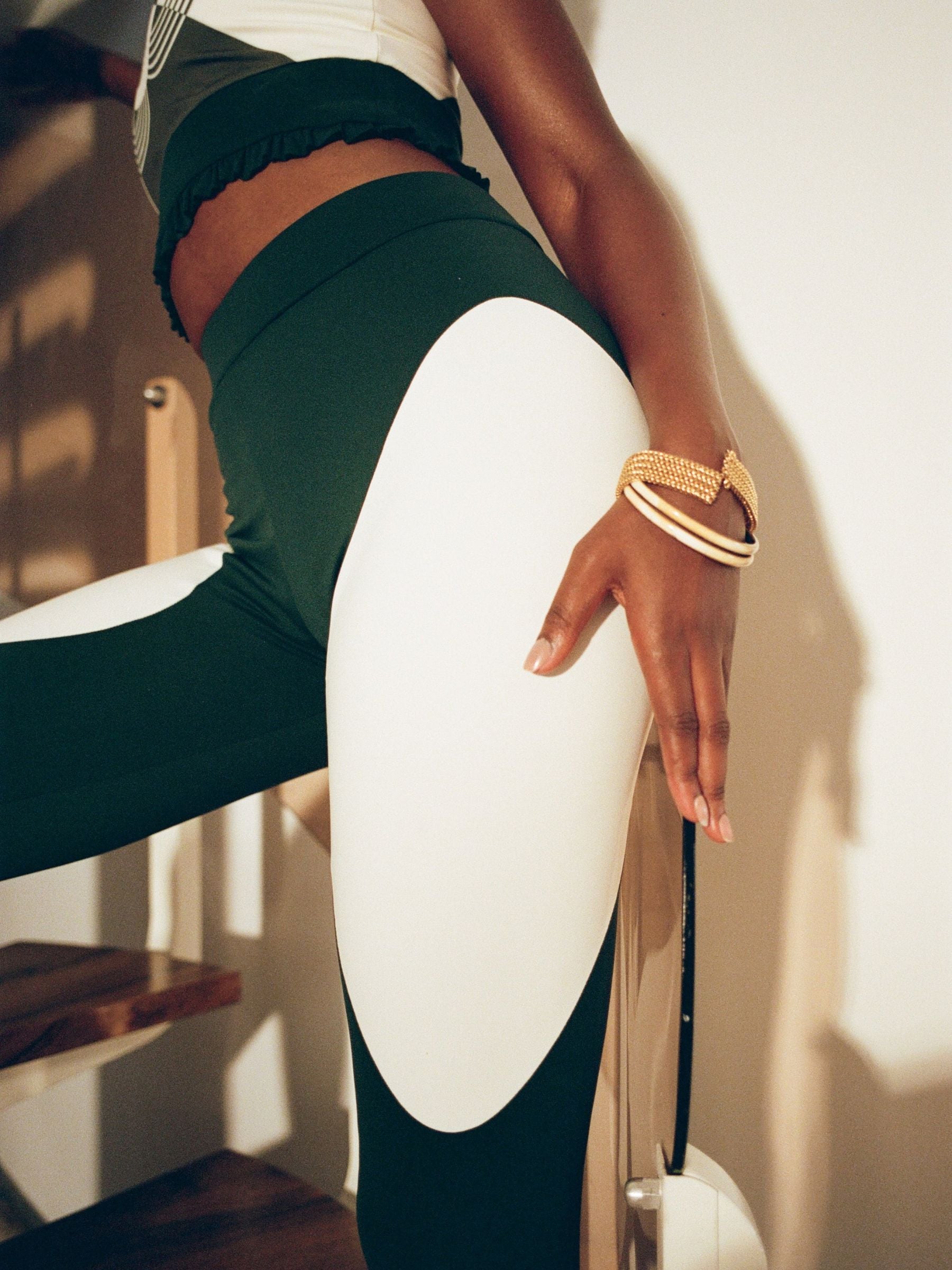 GARANCE Leggings Vintage green, white